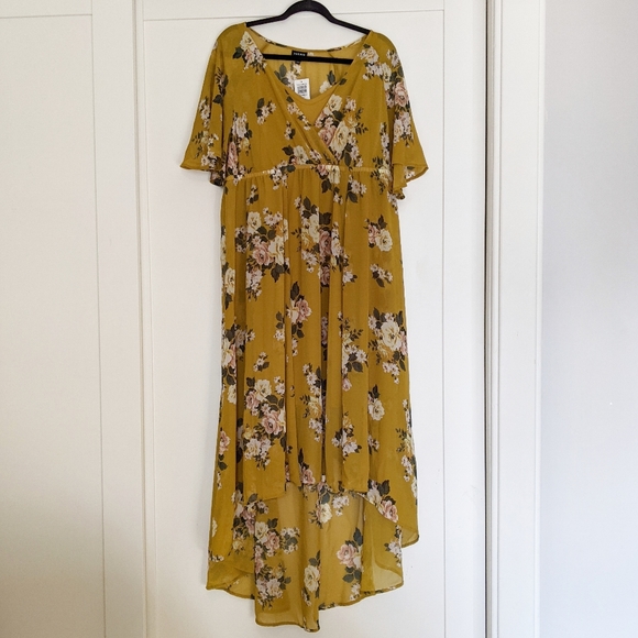 NWT Torrid Mustard Floral Dress - Picture 2 of 6